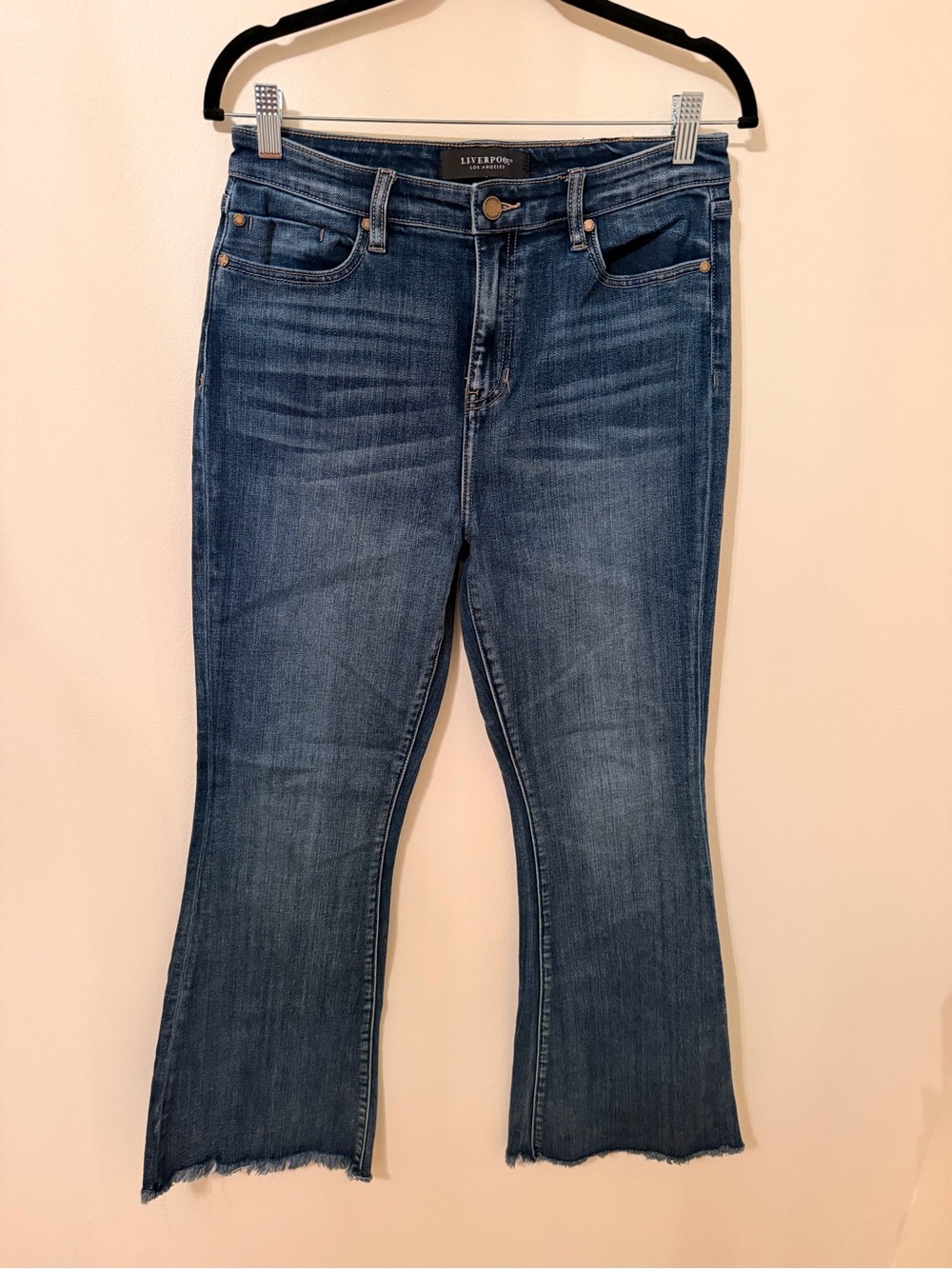 Liverpool Los Angeles Harpswell Raw Hem Kick Flare Jeans Size 6/28